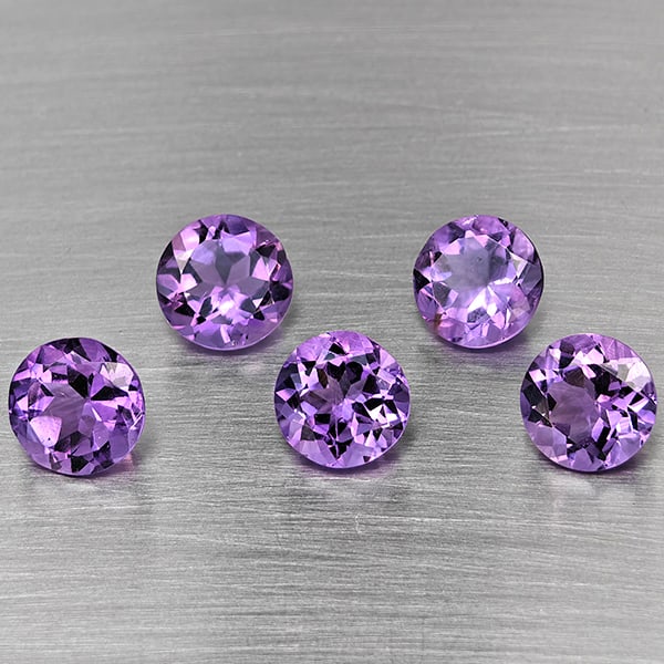 Natural Purple Amethyst 8.71 Ct. 5 Pcs Round Shape 8.1 Mm Gemstone From Brazil (1 of 3)