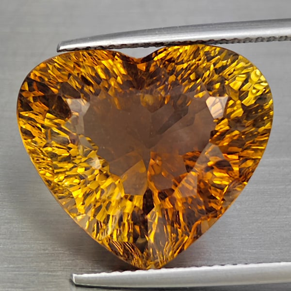 Natural Imperial Topaz 28.02 Ct. Heart Concave Cut 17.5 x 11.8 Mm Gemstone From Brazil (1 of 3)