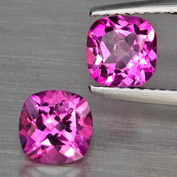 Natural Pink Topaz 2.27 Ct. Matching Pair Cushion Shape 6.1 Mm Gemstone from Brazil (1 of 3)