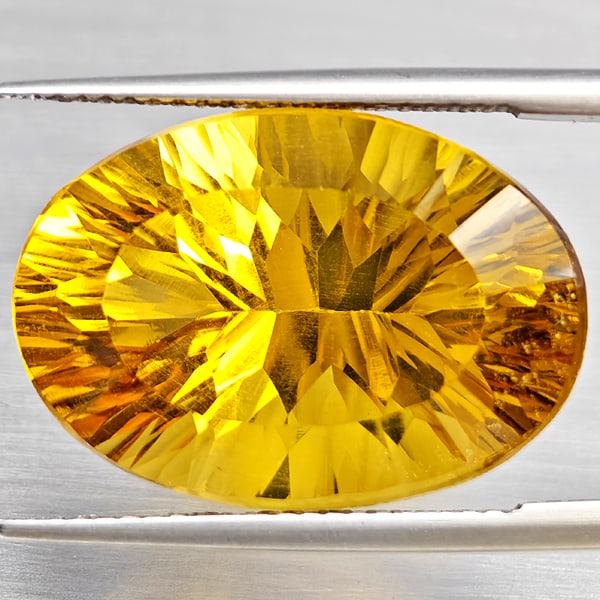 Natural Yellow Citrine 16.85 Ct. Clean Oval Concave Cut 20 x 14.3 Mm Gemstone From Brazil (1 of 3)