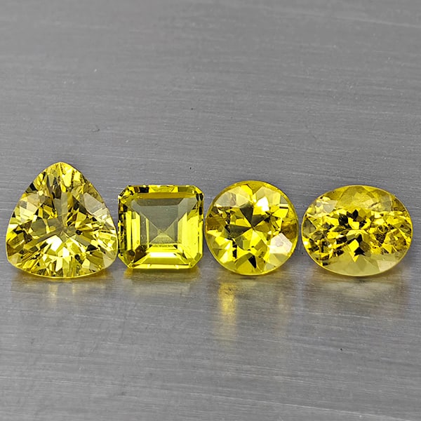 Natural Yellow Beryl 2.61 Ct. 4 Pcs Fancy Shape Mixed Size Gemstone from Brazil: Product ID: 801102739 Product Name: Natural Beryl Weight: 2.61 CT. Size: 6.7 x 6.7 x 3.8 to 5.6 x 5.6 x 3.6 MM. Shape: Mixed Shape Color: Yellow Clarity:VSI Luster: Good Gems Origin: Brazil Treatment: