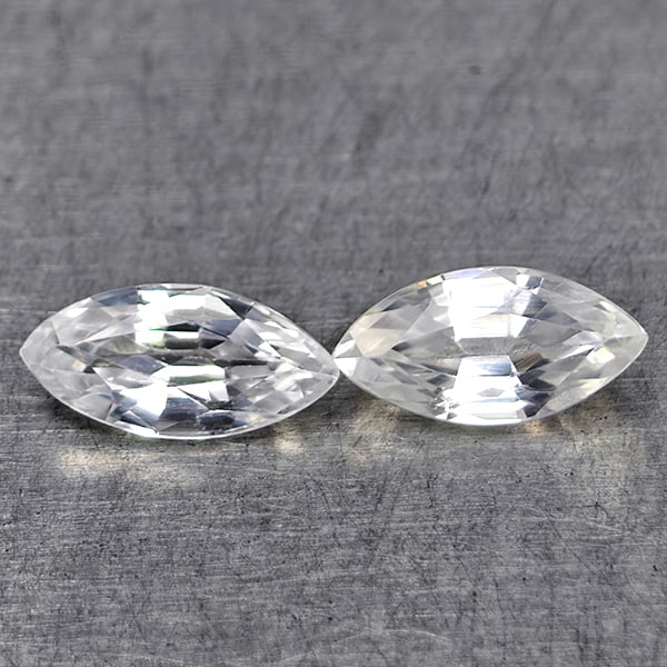 Natural White Zircon 1.52 Ct. 2 Pcs. Marquise Shape 7.8x 3.9 Mm Gemstones From Cambodia: Product ID: 807742921 Product Name: Natural Zircon Weight: 1.52 CT. Size: 7.8 x 3.9 x 2.8 MM. Shape: Marquise Shape Color: White Clarity:VSI Luster: Good Gems Origin: Cambodia Treatment: Heated Crysta