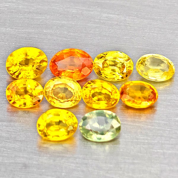 Natural Fancy Color Sapphire 1.92 Ct. 10 Pcs Oval Shape Gemstones From Tanzania: Product ID: 806162707 Product Name: Natural Sapphire Weight: 1.92 CT. Size: 4.4 x 3.4 x 2 to 3.7 x 2.9 x 1.8 MM. Shape: Oval Shape Color: Fancy Color Clarity:VVS - VSI Luster: Good Gems Origin: Tanzan