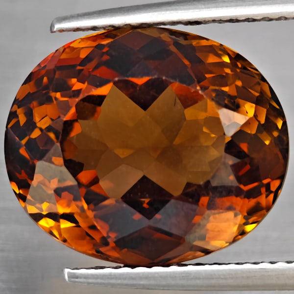 Natural Imperial Topaz 15.04 Ct. VVS Oval Shape 14.9 x 12.5 Mm Gemstone From Brazil (1 of 3)