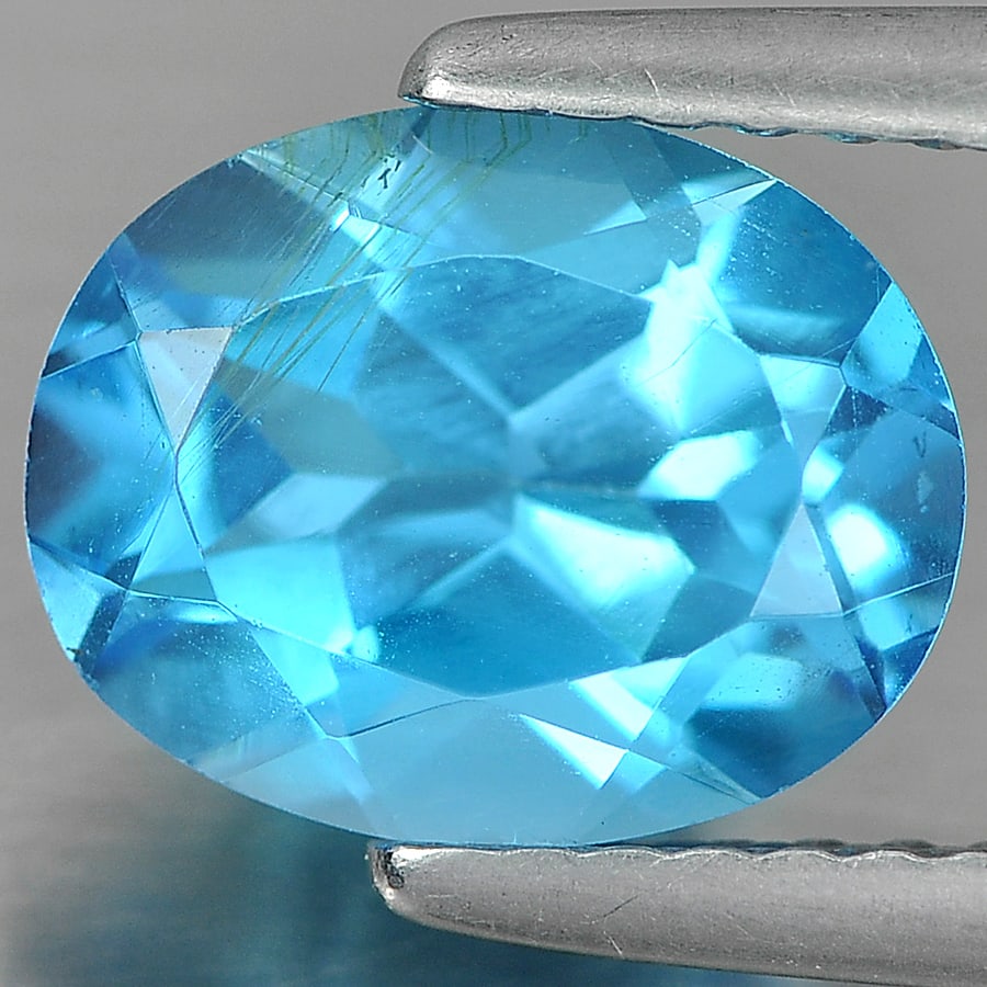 Natural Swiss Blue Topaz 2.39 Ct. Oval Shape 9.1 x 7.2 Mm Gemstone From Brazil (1 of 3)