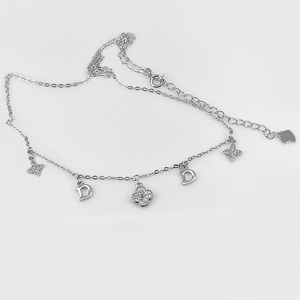 925 Sterling Silver Necklace Jewelry Length 16 Inch. Butterfly Of Flower Letter D Design: Product ID: 280540082 Product Type: 925 Sterling Silver Fine Jewelry Jewelry Weight: 2.90 Grams. Gemstones Color: Silver Metal: Solid Silver 92.5%. Gemstone Detail: About 2.90 Grams. Round White CZ Si