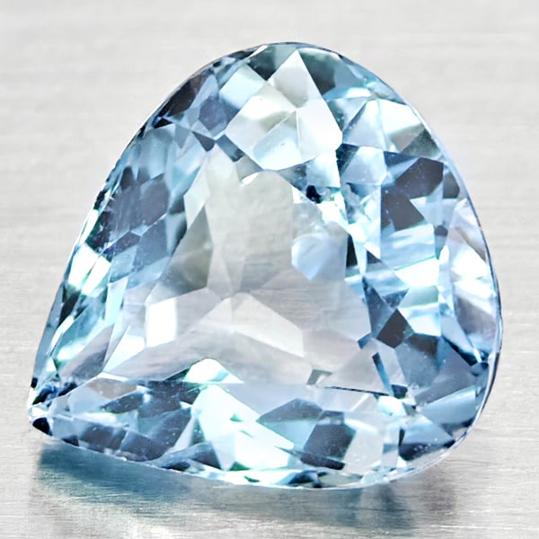 Natural Light Blue Aquamarine 1.02 Ct. Pear Shape 7.3 x 6.6 Mm Gemstone From Brazil (1 of 3)