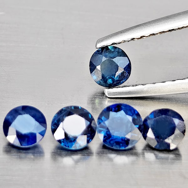 Natural Blue Sapphire 1.49 Ct. 5 Pcs Round Shape 3.8 Mm Gemstone From Madagascar: Product ID: 806012394 Product Name: Natural Blue Sapphire Weight: 1.49 CT. Size: 3.8 x 3.8 x 2.2 MM. Shape: Round Shape Color: Blue Clarity:SI1 Luster: Good Gems Origin: Madagascar Treatment: Heated C