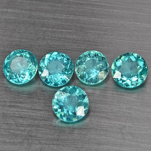 Natural Paraiba Color Apatite 2.42 Ct. 5 Pcs Round Shape 4.9 Mm Gemstones From Tanzania: Product ID: 800613747 Product Name: Natural Apatite Weight: 2.42 CT. Size: 4.9 x 4.9 x 3.1 MM. Shape: Round Color: Paraiba Color Clarity:SI1 Luster: Good Gems Origin: Tanzania Treatment: Unheated Crys