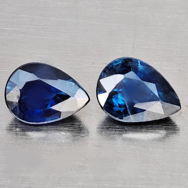 Natural Blue Sapphire 0.53 Ct. 2 Pcs Pear Shape 4.5 x 3.3 Mm Gemstone From Madagascar (1 of 3)
