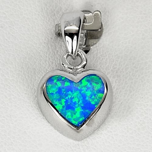 925 Sterling Silver Pendant Jewelry with Multi Color Blue Created Opal 3.08 Grams (1 of 3)