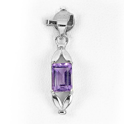 Natural Purple Amethyst 925 Sterling Silver Pendant Jewelry White Gold Plated 1.40 G. (1 of 3)