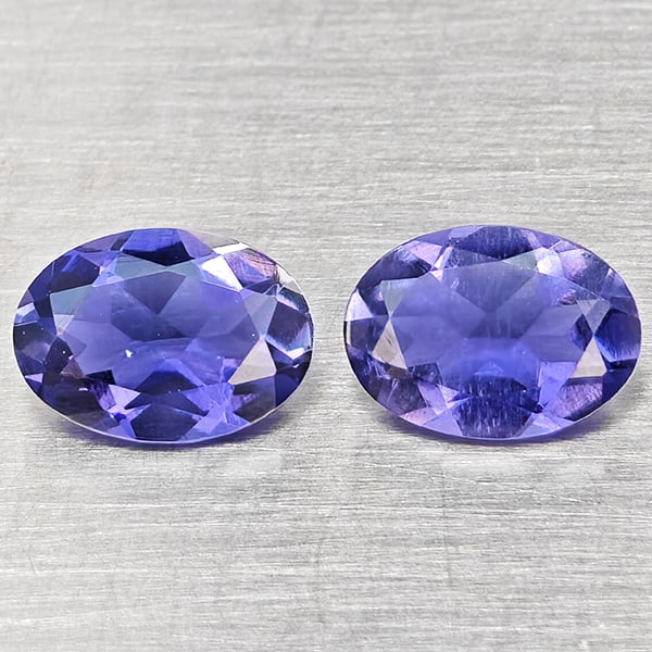 Natural Violet Blue Iolite 1.42 Ct. 2 Pcs Oval Shape 7.3 x 5.1 Mm Gemstones From Madagascar (1 of 3)