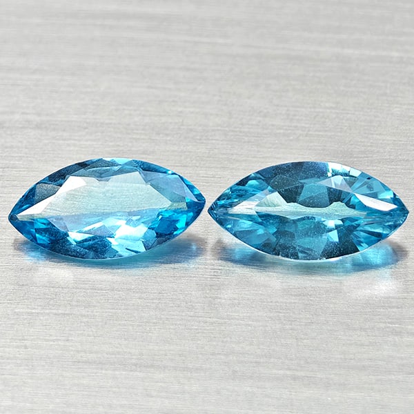 Natural Swiss Blue Topaz 2.41 Ct. 2 Pcs Marquise Shape 10 x 5.2 Mm Gemstones From Brazil (1 of 3)