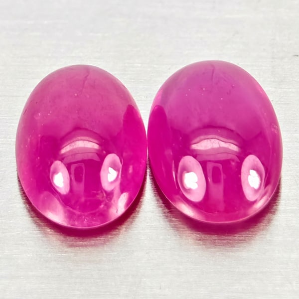 Natural Pink Red Jonson Ruby 1.30 Ct. 2 Pcs Oval Cabochon Shape 6.1 x 4 Mm Gemstones from Mozambique (1 of 3)