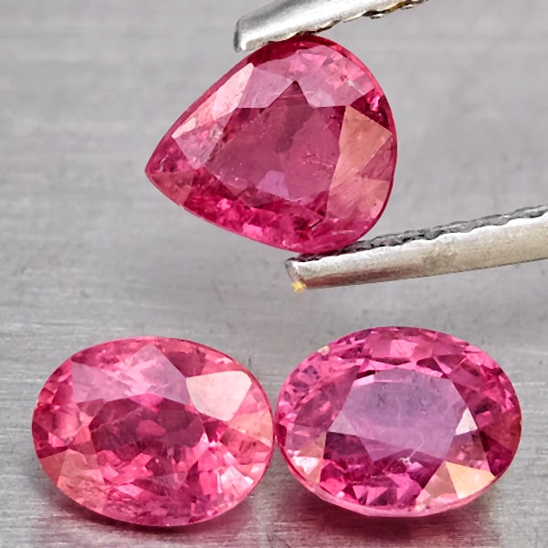 Natural Pinkish Red Ruby 2.33 Ct. 3 Pcs Mixed Shape Gemstone from Madagascar (1 of 3)