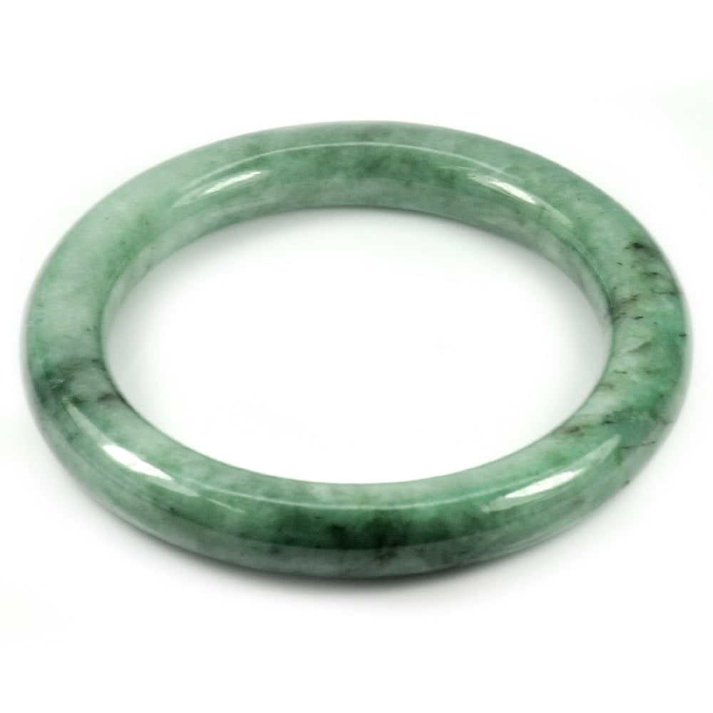 Natural Multi Color Green Jade 281.18 Ct. Round Bangle Diameter 55 Mm. Gemstone From Thailand (1 of 3)