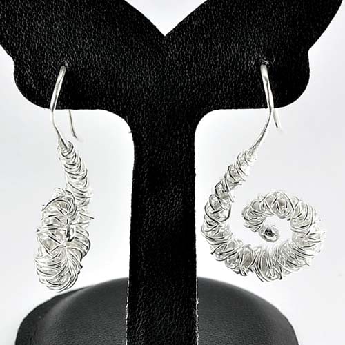 10.00 G. Delightful Real 925 Sterling Silver Jewelry Earrings Spiral (1 of 3)