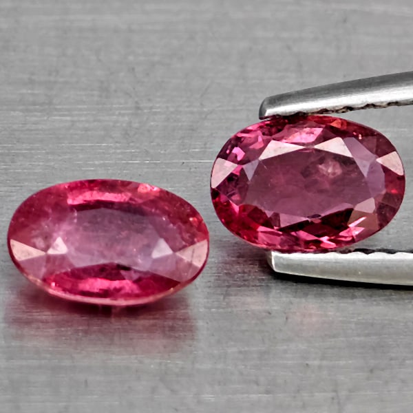 Natural Pinkish Red Ruby 1.91 Ct. 2 Pcs Oval Shape 7.4 x 4.9 Mm Gemstone from Madagascar (1 of 3)