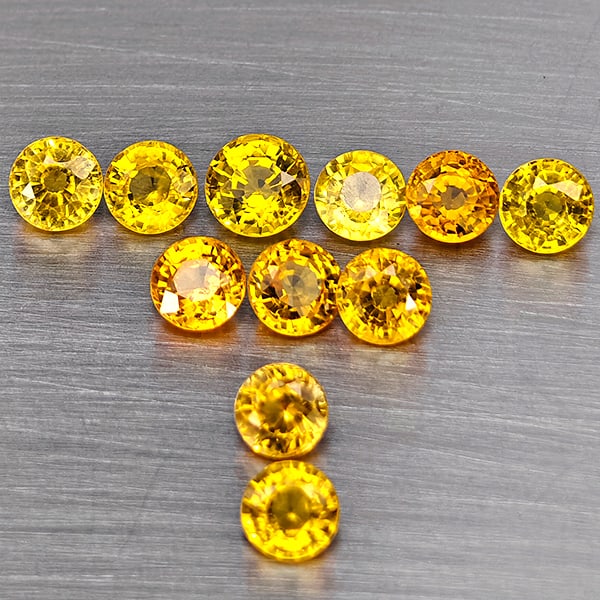 Natural Yellow Songea Sapphire 3.30 Ct. 11 Pcs Round Shape 3.8 Mm Gemstone From Tanzania: Product ID: 806130522 Product Name: Natural Yellow Sapphire Weight: 3.30 CT. Size: 3.8 x 3.8 x 2.8 MM. Shape: Round Color: Yellow Clarity:SI1 Luster: Good Gems Origin: Tanzania Treatment: Heated Cryst