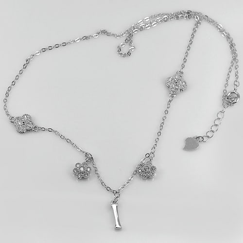 925 Sterling Silver Necklace Jewelry Length 18 Inch. Letter I and Flower Design (1 of 3)