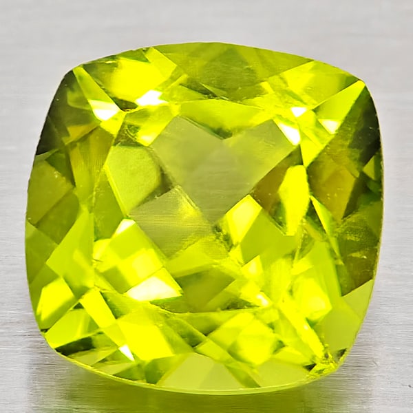 Natural Green Peridot 1.73 Ct. Cushion Shape 7.1 x 7 Mm Gemstone From Pakistan (1 of 3)