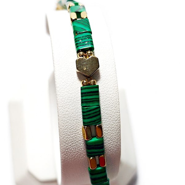 Natural Malachite 925 Sterling Silver Bracelet Jewelry Max Length 7 Inch. (1 of 3)