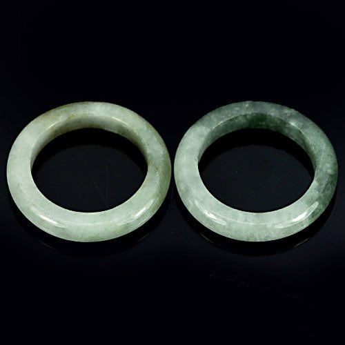 Natural White Green Rings Jade Sz 5 Round 20.56 Ct. 2 Pcs. Gems Unheated (1 of 3)