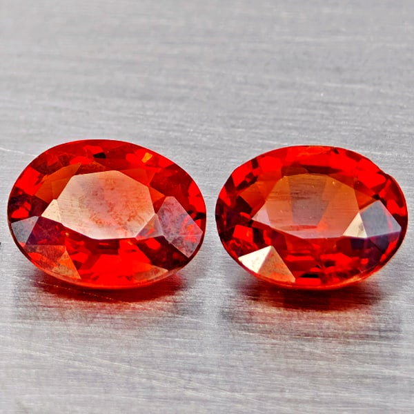 Natural Orange Red Spessartine Garnet 1.77 Ct. 2 Pcs Oval Shape 6.6 x 5.3 Mm Gemstones Namibia (1 of 3)