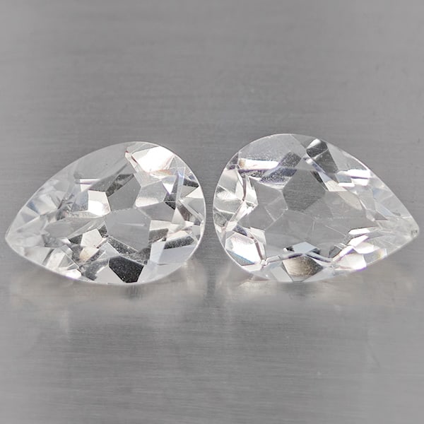 Natural White Quartz 2.85 Ct. 2 Pcs Pear Shape 9.1 x 6.1 Mm Gemstone from Brazil (1 of 3)