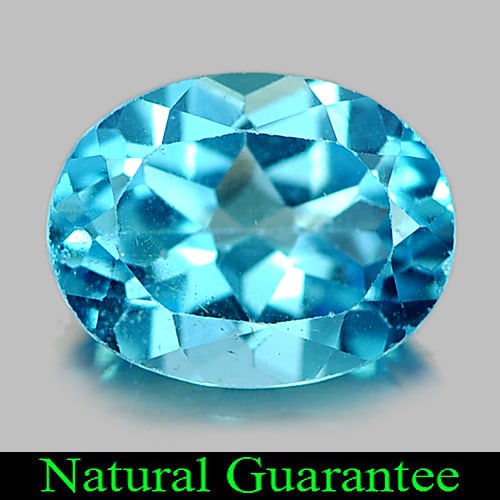 Natural Swiss Blue Topaz 2.13 Ct. Oval Shape 9 x 7 Mm Gemstone From Brazil: Product ID: 807161591 Product Name: Natural Blue Topaz Weight: 2.13 CT. Size: 9 x 7 x 4.6 MM. Shape: Oval Color: Swiss Blue Clarity:VSI Luster: Good Gems Origin: Brazil Treatment: Treated Crystal Stru