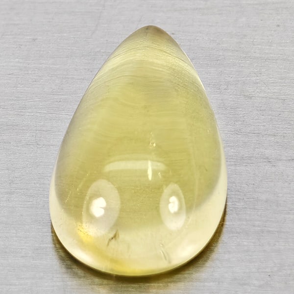 Natural Yellow Lemon Quartz 3.85 Ct. Pear Cabochon Shape 14.3 x 8.4 Mm Gemstone From Brazil (1 of 3)