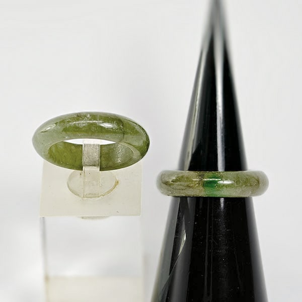 Natural Green Jade Rings 23.85Ct. 2 Pcs. Size 4.5 Unheated Gemstone (1 of 3)