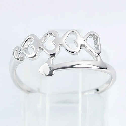 0.99 G. Real 925 Sterling Silver Jewelry Design Heart Ring Size 5 (1 of 3)