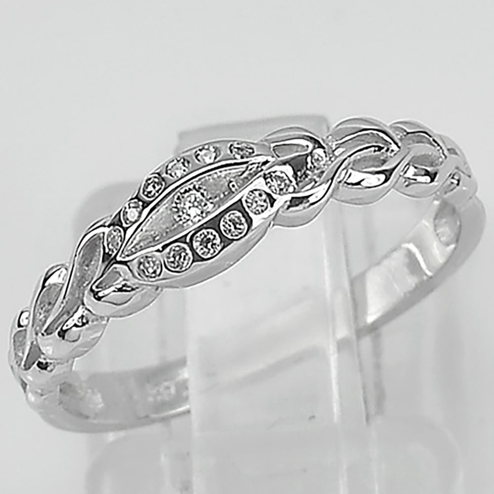 925 Sterling Silver Jewelry Ring Size 6.5 with Round White CZ 1.59 G. (1 of 3)