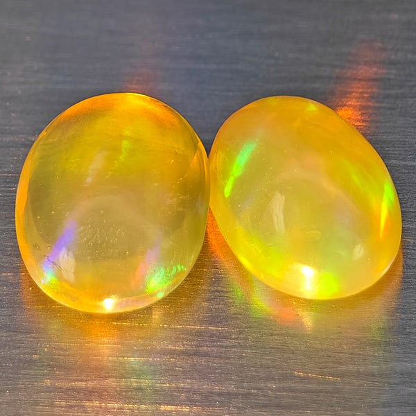Natural Multi-Color Play Of Colour Opal 1.18 Ct. 2 Pcs Oval Cabochon Shape 7.5 x 5.4 Mm Gemstones (1 of 3)
