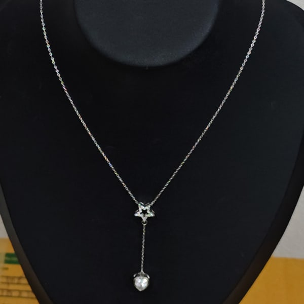 Nice Star and Heart Design Real 925 Sterling Silver Necelace Length 17 Inch.: Product ID: 280540105 Product Type: 925 Sterling Silver Fine Jewelry Jewelry Weight: 3.70 Grams. Gemstones Color: Silver Metal: Solid Silver 92.5%. Gemstone Detail: About. White CZ Heart Size 8 x 7 Mm