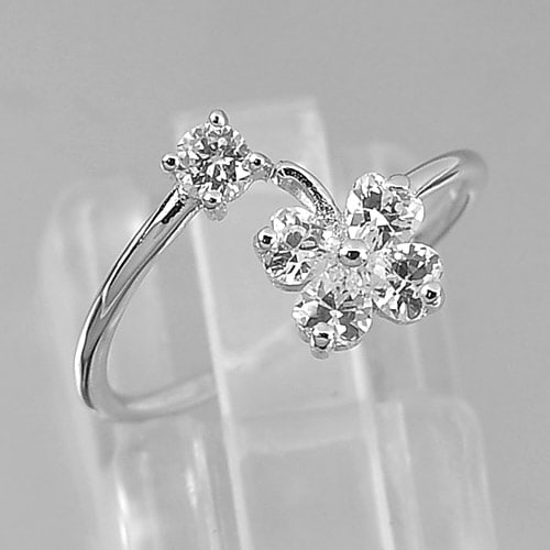 Real 925 Sterling Silver Flower Design Jewelry Adjustable Ring Size 5.5 (1 of 3)