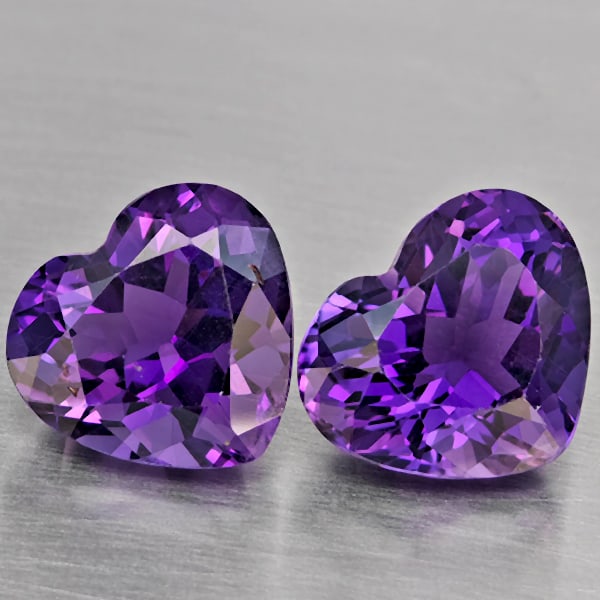 Natural Purple Amethyst 8.20 Ct. 2 Pcs Heart Shape 11 x 10.2 Mm Gemstone From Brazil (1 of 3)