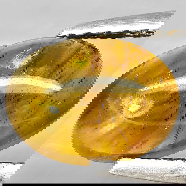 Natural Yellowish Green Cats Eye Apatite 2.86 Ct. Oval Cabochon Shape 8.6 x 6.2 Mm Gemstone From (1 of 3)