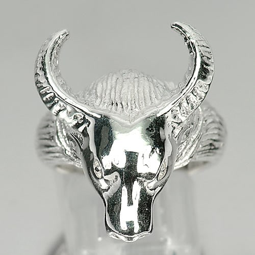 925 Sterling Silver Jewelry 12.30 G. Beautiful Head Buffalo Design 12.30 Grams Ring Size 7 (1 of 3)