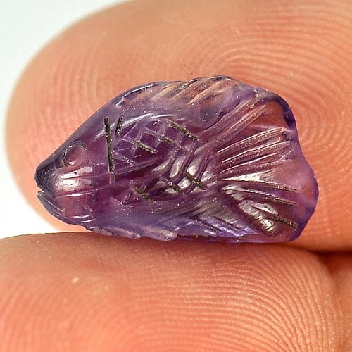 Natural Violet Amethyst 3.64 Ct. Fish Carving Shape 14.4 x 9.2 Mm Gemstone From Brazil (1 of 3)