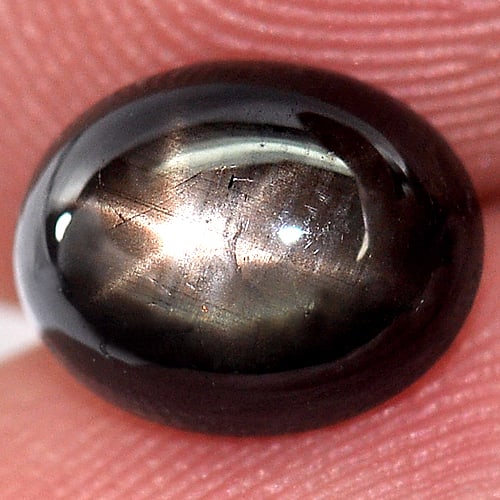 Natural Black Star Sapphire 6 Rays 2.96 Ct. Oval Cabochon Shape 8.8 x 7.1 Mm Gemstone from Thailand (1 of 3)