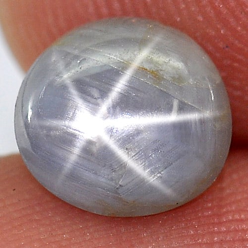 Natural Gray Star Sapphire 6 Rays 2.20 Ct. Oval Cabochon Shape 7.3 Mm. Unheated Gemstone (1 of 3)
