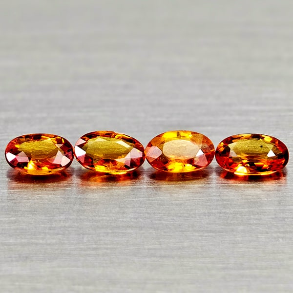 Natural Orange Songea Sapphire 1.22 Ct. 4 Pcs Oval Shape Gemstones From Tanzania (1 of 3)