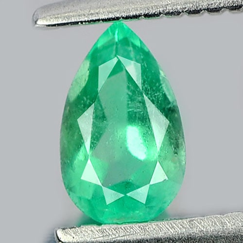 Natural Green Emerald 0.32 Ct. Pear Shape 6.1 x 3.8 Mm. Gemstone From Columbia (1 of 3)