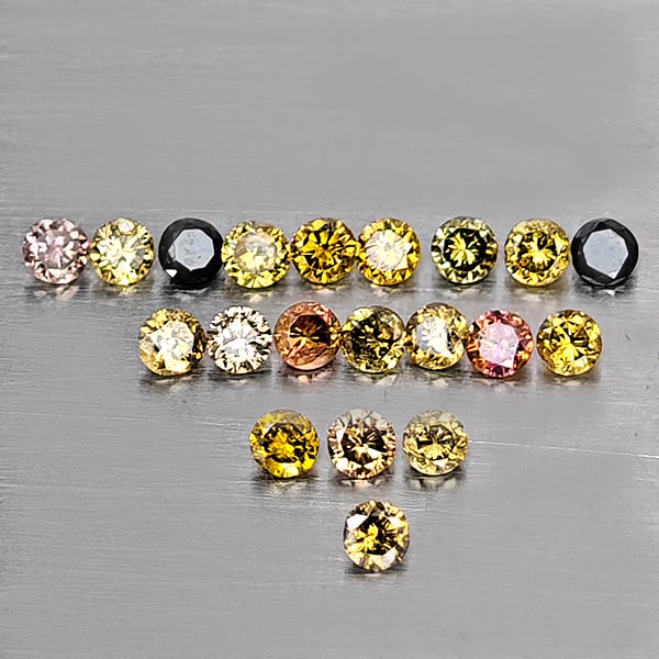 Natural Fancy Color Diamond 0.28 Ct. 20 Pcs. Round Diamond Cut 1.5 Mm. From Belgium (1 of 3)