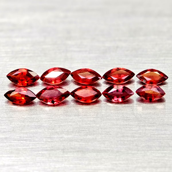 Natural Orangish Red Songea Sapphire 1.18 Ct. 10 Pcs Marquise Shape Gemstones From Tanzania (1 of 3)
