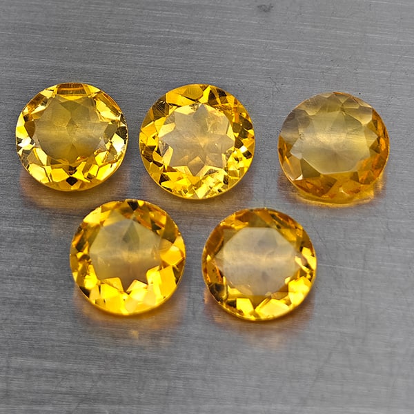 Natural Yellow Citrine 6.34 Ct. 5 Pcs Round Shape 7.2 Mm Gemstone from Brazil (1 of 3)