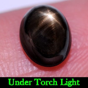 Natural Black Star Sapphire 2.25 Ct. Oval Cabochon Shape 7.7 x 6.1 Mm Gemstone From Thailand: Product ID: 806136148 Product Name: Natural Star Sapphire Weight: 2.25 CT. Size: 7.7 x 6.1 x 4.2 MM. Shape: Oval Cabochon Color: Black Clarity:Opaque Luster: Good 6 Rays Star Gems Origin: Thailand Tre